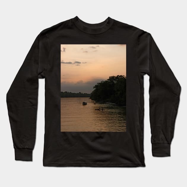 Sunset on the Amazon river Long Sleeve T-Shirt by FollowHedgehog